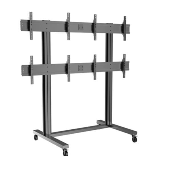 Multibrackets Carrello videowall - Carrello - per video wall 2x2 - Alluminio - nero - dimensione schermo: 40"-55" - supporto a pavimento