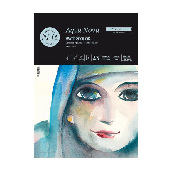 CWR AQVA NOVA ACQUERELLO BLOCCO DA 12 FOGLI 300 GR 14.8X21 CM A5 BIANCO
