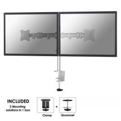Neomounts NM-D135D - Kit montaggio - video full-motion - per 2 display LCD - argento - dimensione schermo: 10"-27" - installabile con morsetto, rondella, montabile su desk
