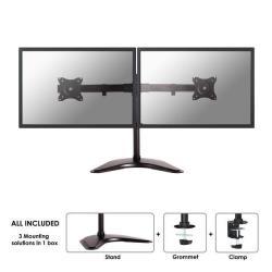 Neomounts NM-D335D - Supporto - video full-motion - per 2 display LCD - nero - dimensione schermo: 10"-27" - supporto per scrivania, installabile con morsetto, rondella, montabile su desk