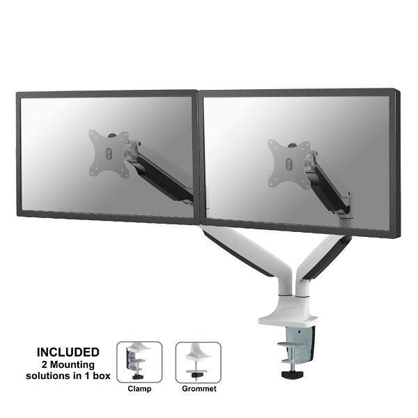 Neomounts NM-D750D - Kit montaggio - video full-motion - per 2 display LCD - bianco - dimensione schermo: 10"-32" - installabile con morsetto, rondella, montabile su desk