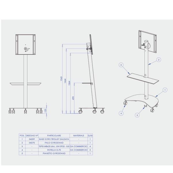 ITB Solution Gyro Trolley - Carrello - per display LCD - bianco - dimensione schermo: 55", 65" - interfaccia montaggio: 400 x 400 mm - per Samsung Flip 2 WM55R, WM65R
