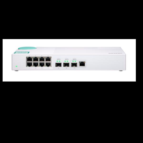 QNAP QSW-308-1C - Switch - unmanaged - 2 x 10 Gigabit SFP+ + 1 x SFP+ 10 Gigabit combo + 8 x 10/100/1000 - desktop