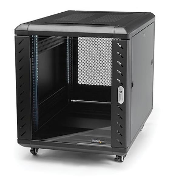 StarTech.com 15U Armadio rack per server 19" a 4 staffe - Profondità regolabile (fino a 81,2cm) - Server rack per apparecchiature di rete - Porta di vetro, lucchetto e rotelle - HP ProLiant ThinkServer (RK1536BKF) - Rack cabinet - 4 post - A pavimento - n