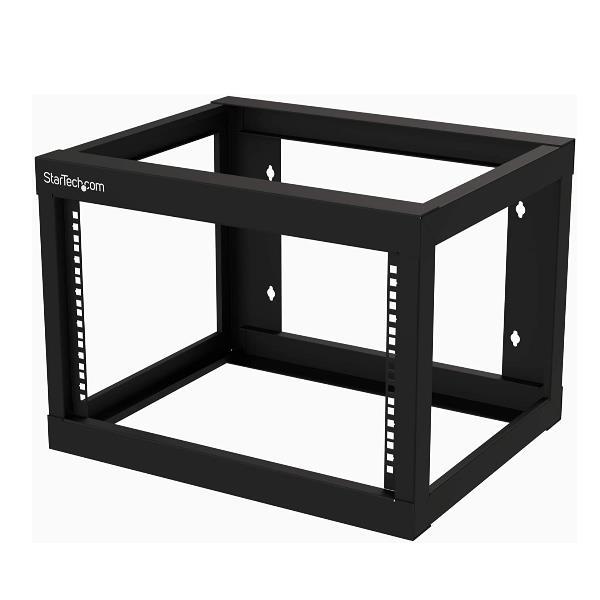StarTech.com Armadio Server Rack a muro 6U - Telaio aperto a 2 staffe - 18 in. di prof. - Capacità 80 kg -Acciao - Nero (RK619WALLO) - Rack a telaio aperto - 2 post - montaggio a parete - nero - 6U - 19"