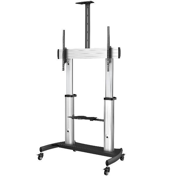 StarTech.com Mobile TV Stand girevole su ruote - Carrello porta TV resistente per schermi da 60-100" (100kg) - Supporto TV (STNDMTV100) - Carrello - per pannello piatto - Alluminio, acciaio - nero, argento - dimensione schermo: 60"-100"