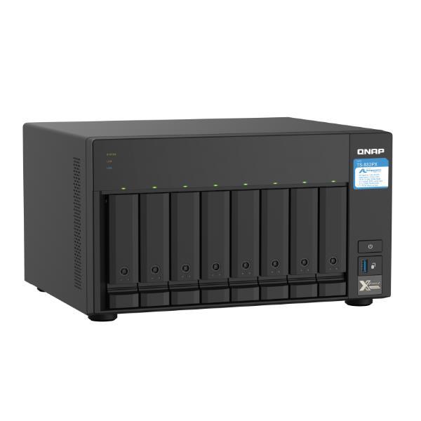 QNAP TS-832PX-4G - Server NAS - 8 alloggiamenti - SATA 6Gb/s - RAID 0, 1, 5, 6, 10, 50, JBOD, 60 - RAM 4 GB - Gigabit Ethernet / 2.5 Gigabit Ethernet / 10 Gigabit Ethernet - iSCSI supporto