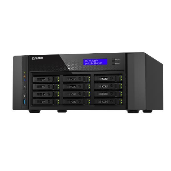 QNAP TS-h1290FX - Server NAS - 12 alloggiamenti - SATA 6Gb/s / PCIe (NVMe) / U.2 - RAM 128 GB - 25 Gigabit Ethernet / 2.5 Gigabit Ethernet - iSCSI supporto