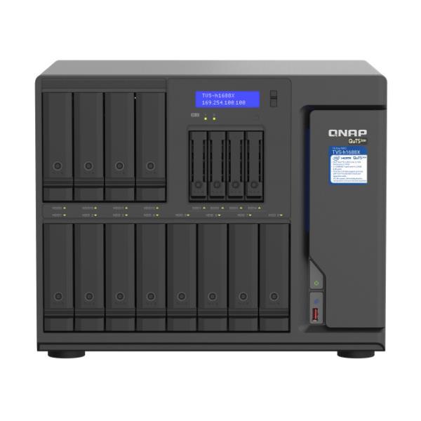 QNAP TVS-H1688X - Server NAS - 16 alloggiamenti - SATA 6Gb/s - RAID 0, 1, 5, 6, 10, 50, JBOD, sostituzione a caldo, hot spare 6, 60, hot spare 10, RAID TP - RAM 32 GB - Gigabit Ethernet / 2.5 Gigabit Ethernet / 10 Gigabit Ethernet - iSCSI supporto