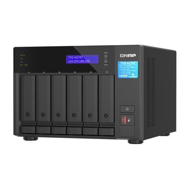 QNAP TVS-H674T - Server NAS - 6 alloggiamenti - SATA 6Gb/s - RAID RAID 0, 1, 5, 6, 10, 50, JBOD - RAM 32 GB - 2.5 Gigabit Ethernet - iSCSI supporto