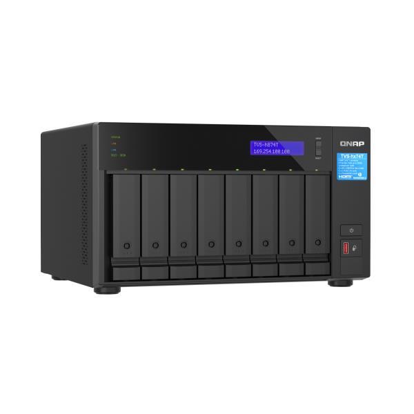 QNAP TVS-h874T - Server NAS - 8 alloggiamenti - SATA 6Gb/s - RAID RAID 0, 1, 5, 6, 10, 50, JBOD, 60 - RAM 32 GB - 2.5 Gigabit Ethernet - iSCSI supporto