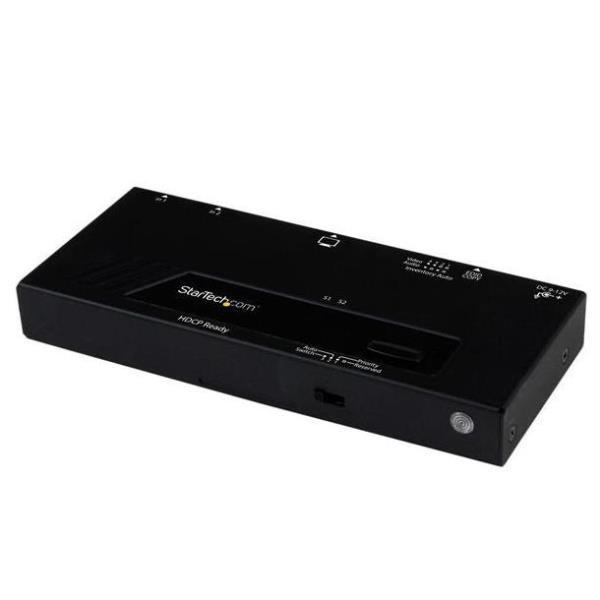 StarTech.com Switch HDMI a 2 porte con commutazione automatica e prioritaria - 1080p, HDMI, Alluminio, Plastica, Nero, 10 m, 1280 x 720 (HD 720), 1920 x 1080 (HD 1080), 1920 x 1200 (WUXGA), 1080p, 720p