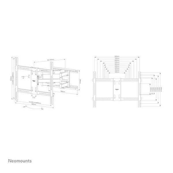 Neomounts by Newstar Select WL40S-950BL18 - Kit montaggio (montaggio a muro) - impieghi gravosi - per pannello piatto - full motion - nero - dimensione schermo: 55"-110"