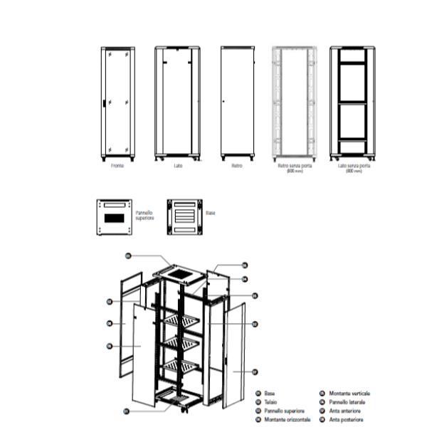 WP RACK RNA NETWORK SERIES - Rack - cabinet - nero, RAL 9005 - 22U - 19"
