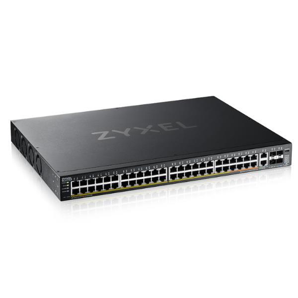 Zyxel XGS2220 Series XGS2220-54HP - Switch - 48-port GbE L3 access, NebulaFLEX Cloud, with 6 10G uplink - gestito - 40 x 10/100/1000 (PoE+) + 8 x 10/100/1000 (PoE++) + 2 x 1/2.5/5/10 (PoE++) + 4 x 10 Gigabit SFP+ - desktop, montabile su rack - PoE++ (600