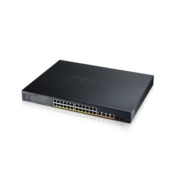 Zyxel XMG1930 Series XMG1930-30HP - Switch - gestito, cloud NebulaFLEX - L3 Lite - intelligente - 20 x 100/1000/2.5G (PoE+) + 4 x 100/1000/2.5G (PoE++) + 4 x 1/2.5/5/10 (PoE++) + 2 x Gigabit SFP / 10 Gigabit SFP+ - montabile su rack - PoE++ (700 W)