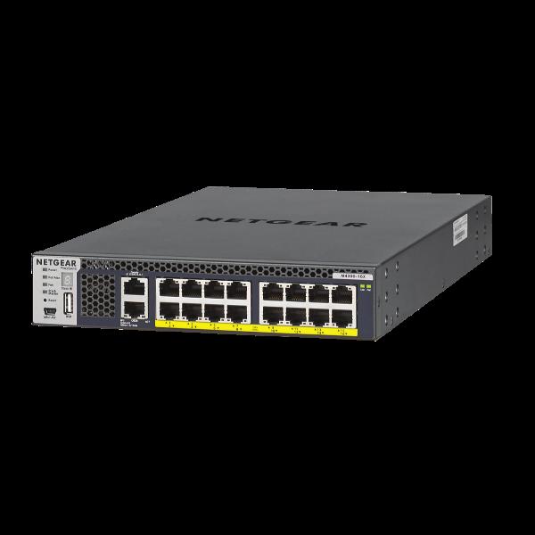 NETGEAR M4300-16X - Switch - L3 - gestito - 16 x 100/1000/2.5G/5G/10GBase-T (PoE+) - montabile su rack - PoE+ (199 W)