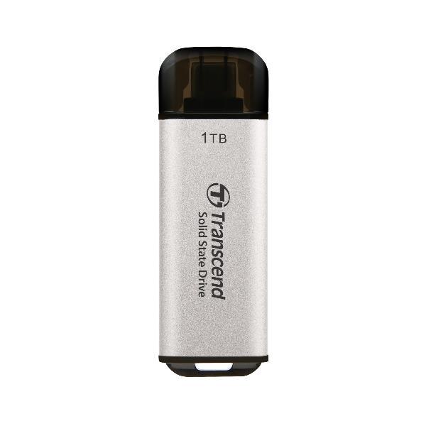 Transcend ESD300S - SSD - 1 TB - esterno (portatile) - USB 3.2 Gen 2x1 (USB-C connettore) - argento