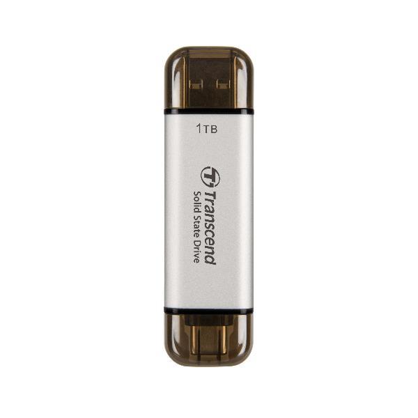 Transcend ESD310 - SSD - 1 TB - esterno (portatile) - USB 3.2 Gen 2x1 (USB-C connettore) - argento
