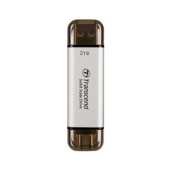 Transcend ESD310 - SSD - 2 TB - esterno (portatile) - USB 3.2 Gen 2x1 (USB-C connettore) - argento