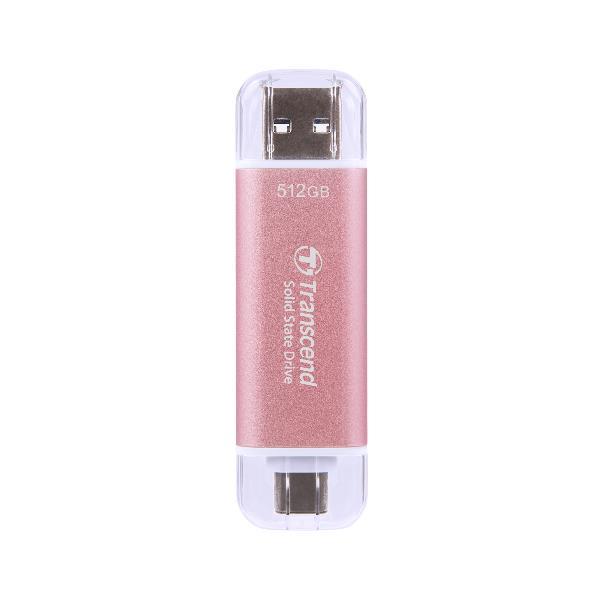 Transcend ESD310P - SSD - 512 GB - esterno (portatile) - USB 3.2 Gen 2x1 (USB-C connettore) - rosa