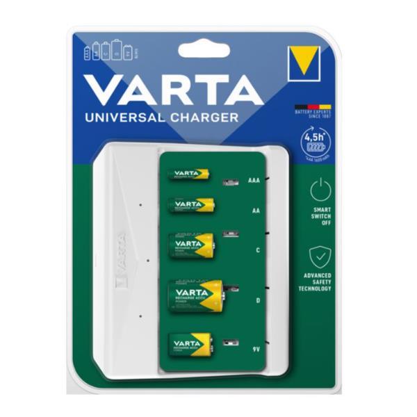 VARTA CARICABATTERIE UNIVERSALE PER BATTERIE RICARICABILI STILO MINI STILO MEZZE TORCE TORCE INGRESSO USB-C
