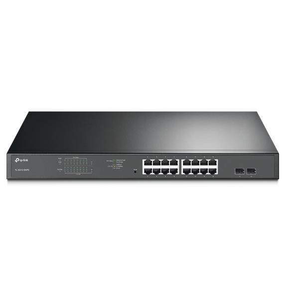 TP-Link JetStream TL-SG1218MPE - Switch - intelligente - 16 x 10/100/1000 (PoE+) + 2 x Gigabit SFP - montabile su rack - PoE+ (192 W) - 100 - 240 V CA