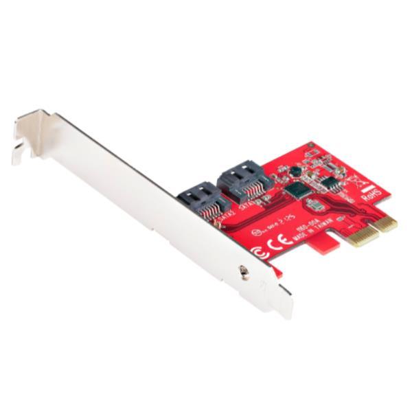 StarTech.com Scheda PCI Express SATA - Scheda Espansione PCIe SATA 2 Porte 6Gbps - Profilo Standard/Basso - Adattatore/Controller PCIe SATA 3 - Chipset ASM1061 no-Raid - Convertitore PCIe a SATA III, PCIe, SATA, Rosso, ASMedia - ASM1161, 6 Gbit/s, 0 - 85