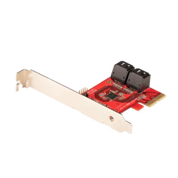 StarTech.com Scheda PCIe SATA - Scheda di Espansione PCIe SATA a 4 porte 6 Gbps - Staffa a Profilo Basso/Alto - ASM1062 senza RAID - Convertitore PCI Express SATA per SSD/HDD, PCIe, SATA, PCIe 3.0, Rosso, ASMedia - ASM1164, 6 Gbit/s
