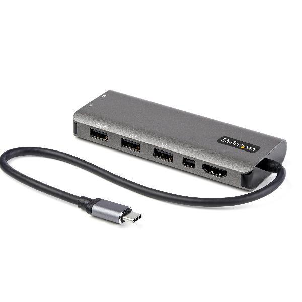 StarTech.com Adattatore multiporta USB-C a HDMI o Mini DisplayPort 4K 60 Hz - Mini Dock USB Type C - Convertitore USB C con HUB USB a 4 porte 100W PD - 10 Gb - Cavo integrato da 12 cm (DKT31CMDPHPD) - Docking station - USB-C / Thunderbolt 3 - HDMI, Mini D