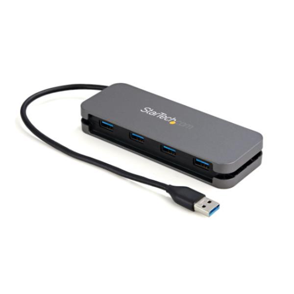 StarTech.com Hub USB 3.0 a 4 porte da USB-A a 4x USB-A - 5Gbps portatile - USB alimentato via bus con cavo integrato 28cm (HB30AM4AB) - Hub - 4 x USB 3.2 Gen 1 - desktop