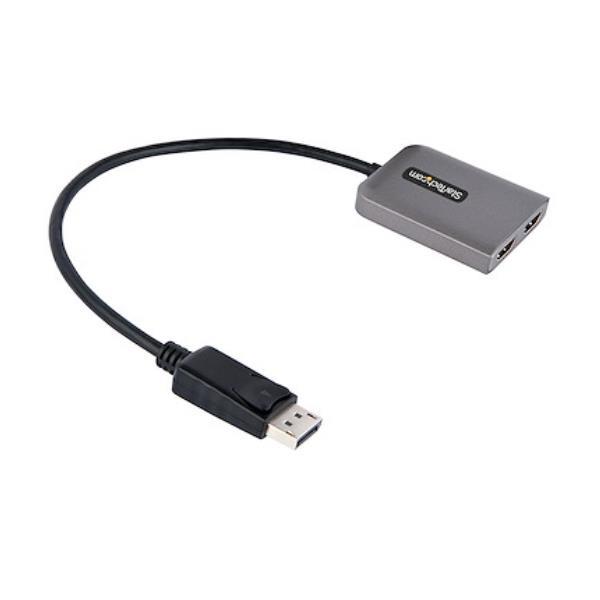 StarTech.com DP to Dual HDMI MST HUB, Dual HDMI 4K 60Hz, DisplayPort Multi Monitor Adapter with 1ft (30cm) Cable, DP 1.4 Multi Stream Transport Hub, DSC | HBR3, DP to 2x HDMI Ports - DP to HDMI Splitter (MST14DP122HD) - Adattatore video - DisplayPort masc