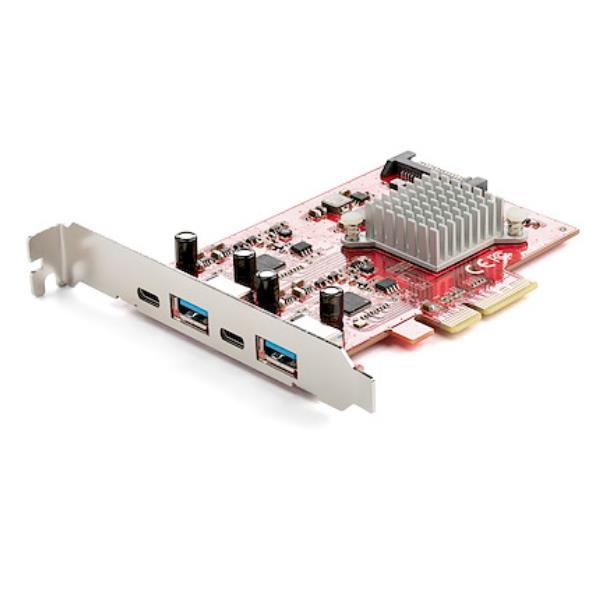 StarTech.com Scheda PCI Express USB a 4 porte - Scheda di espansione PCIe USB 10Gbps con 2 controller - 2 porte USB-C e 2 porte USB-A (USB 3.2 Gen 2) - Scheda PCI-e USB/USB-C - Profilo completo, PCIe, USB 3.2 Gen 2 (3.1 Gen 2), PCIe 3.0, Rosso, ASMedia -