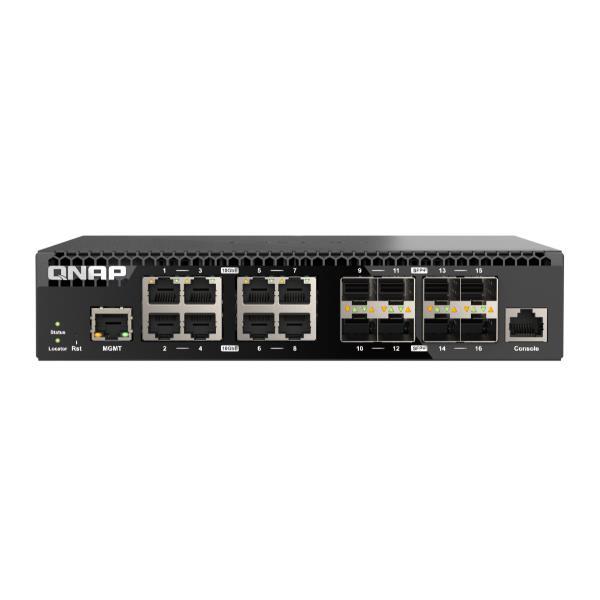 QNAP QSW-M3216R-8S8T - Switch - gestito - 8 x 100/1000/2.5G/5G/10GBase-T + 8 x 10Gb Ethernet SFP+ - montabile su rack