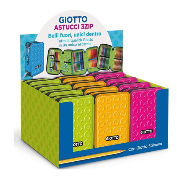 Astuccio 3 zip collezione Stilnovo - 19,5 x 7,5 x 12,9 cm - PL- colori neon assortiti - Giotto