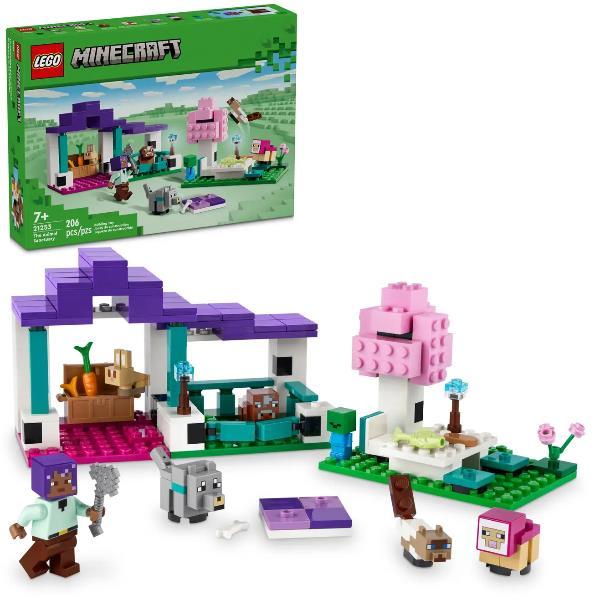 LEGO MINCRAFT IL SANTUARIO DEGLI ANIMALI MODELLINO IN MATTONCINI DEL BIOMA DELLE PIANURE CON PERSONAGGI