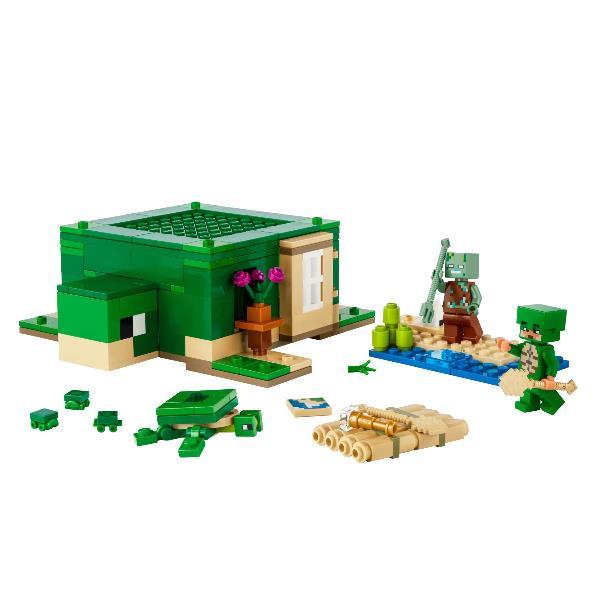 LEGO MINECRAFT BEACH HOUSE DELLA TARTARUGA CASA GIOCATTOLO DA COSTRUIRE CON 3 PERSONAGGI