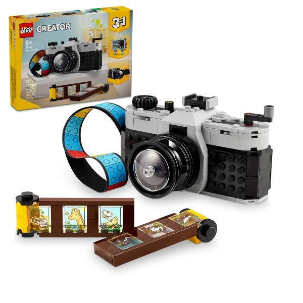 LEGO CREATOR 3 IN 1 FOTOCAMERA RETRÒ MACCHINA FOTOGRAFICA GIOCATTOLO TRASFORMABILE IN VIDEOCAMERA O TV VINTAGE