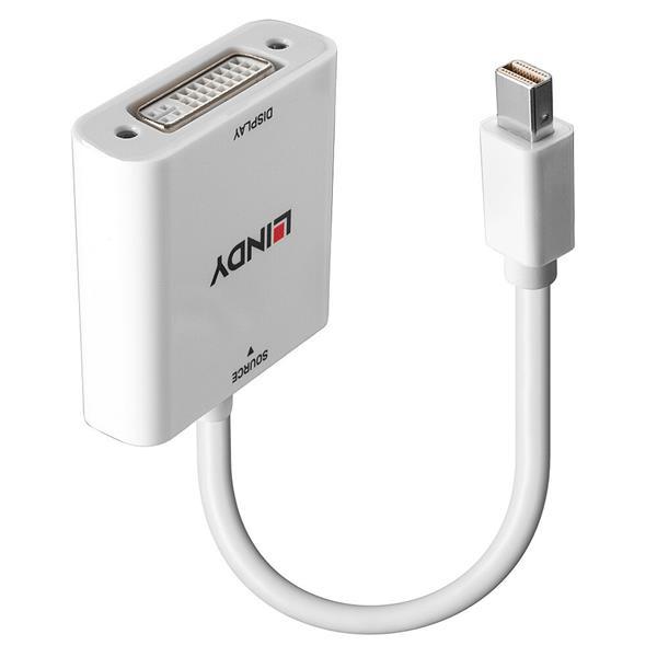 Lindy - Adattatore video - Mini DisplayPort (M) a DVI (F) - DisplayPort 1.1 - 18 cm - convertitore passivo - nero