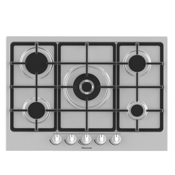 Hisense GM773XF - Piano cottura a gas - 5 piastre - Nicchia - larghezza: 56 cm - prof. 48 cm - acciao inox - acciaio inossidabile
