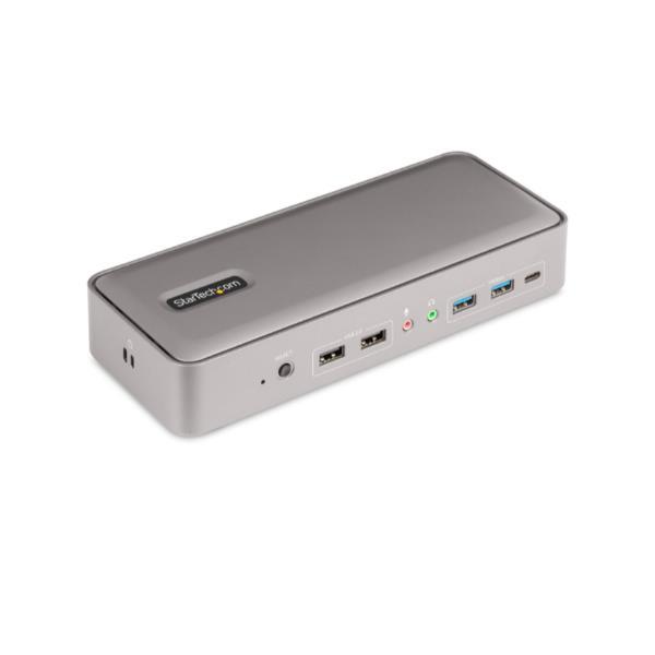 StarTech.com KVM Docking Station USB-C per due laptop, docking station DisplayPort a doppio monitor 4K 60 Hz, hub USB a 5 porte, GbE, Dock KVM con alimentazione a 90W/45W per due laptop, Windows/Mac, 3840 x 2160 Pixel, Collegamento ethernet LAN, 4K Ultra