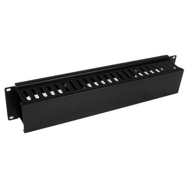 StarTech.com Pannello Gestione Cavi Orizzontale per armadi rack 2U con canalina - Pannello passacavi a denti con copertura - Pannello di gestione cavi rack - nero - 2U - 19" - per P/N: RACK-18U-20-WALL-OA, RACK-21U-20-WALL-OA, RK3236BKF, RK4236BKB, RKQMCA