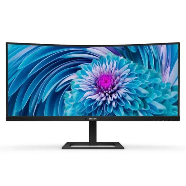 Philips E-line 346E2CUAE - Monitor a LED - curvato - 34" - 3440 x 1440 UWQHD @ 100 Hz - VA - 300 cd/m² - 3000:1 - 1 ms - HDMI, DisplayPort, USB-C - altoparlanti - nero testurizzato