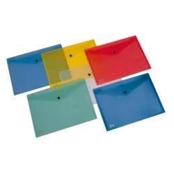 KING MEC PULL BUSTA CON BOTTONE IN PP CM 24.3X33 A4 COLORE AZZURRO TRASPARENTE CONF 5 Pz.