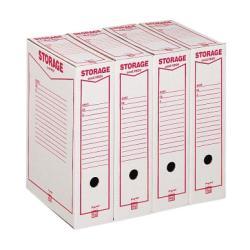 KING MEC STORAGE SCATOLE ARCHIVIO IN CARTONE 230X330 mm DORSO 9 CM COL. BIANCO/ROSSO CONF 32 Pz.