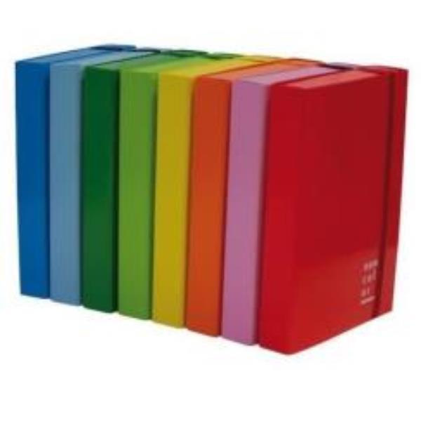 BREFIOCART NEW COLOR CARTELLA 3 LEMBI CON ELASTICO PIATTO 250X350 mm DORSO 3 CM ROSA