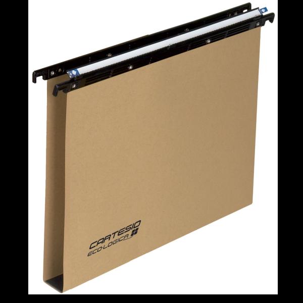 BERTESI CARTESIO ECO-LOGICA CARTELLE SOSPESE PER CASSETTO IN CARTONCINO ECOLOGICO INTERASSE 390MM FONDO A U AVANA CONF 25 Pz.
