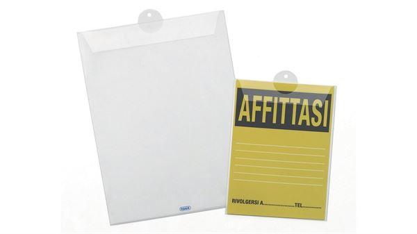 FAVORIT BUSTE PORTA AVVISI CON ASOLA IN PP CM 22X30 A4 LISCIA TRASPARENTE CONF 10 Pz.