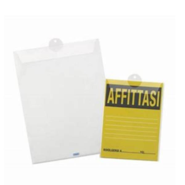 FAVORIT BUSTE PORTA AVVISI CON ASOLA IN PP CM 15X21 LISCIA TRASPARENTE CONF 10 Pz.
