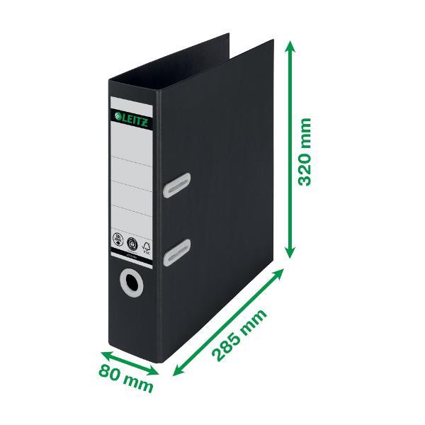 Leitz 180° - Cartellina con meccanismo a leva - larghezza dorsale 80 mm - per A4 - capacità 600 fogli - nero